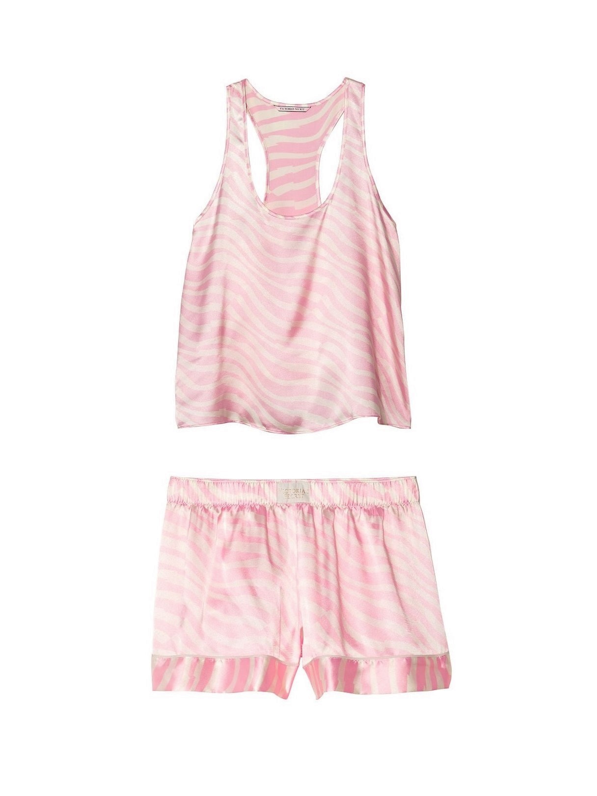 Розовая сатиновая пижама майка и шорты