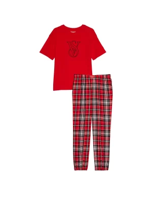 Пижама красная джогеры и футболка с лого